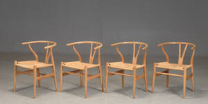 Hans J. Wegner. Et sæt på fire Y stole model CH24 4 
