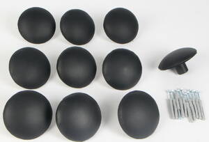 10 store knager med sort læder, Ø 9 cm., model DOT 