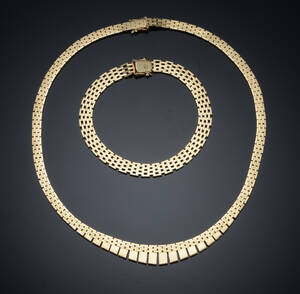 Halskæde og armbånd 14 kt, ca 41 gr 2