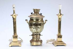 Samovar samt par bordlamper af messing 3.