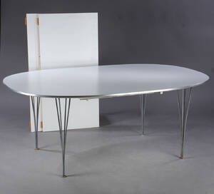 Piet Hein  Bruno Mathsson. Super Ellipse spisebord med udtræk 3 