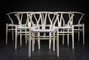 Hans J. Wegner. Sæt på seks Y- stole, model CH-24. 6