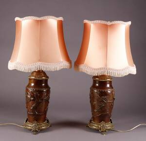 Et par kinesiske bronzelamper ca. 1880, 2