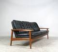 Großes Sofa der 1960er Jahre in Leder und Teak