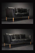 Dansk møbelproducent. To- og tre-pers. sofa, sort anilin læder 2