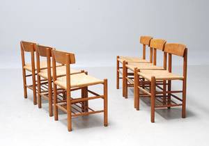 Børge Mogensen 1914 - 1972. Sæt på seks shakerstole i patineret eg, model J39 6