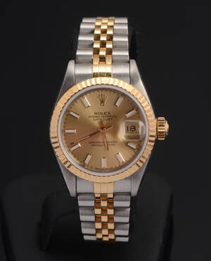 Rolex Oyster Perpetual Datejust, damearmbåndsur af guld og stål