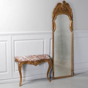 SPEGEL med KONSOLBORD, rokokostil, 1900-talets början