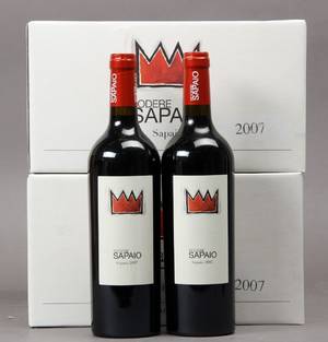 12 flasker Sapaio, 2007. Podere Sapaio, DOC Superiore Bolgheri. Toscana, 