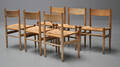 Hans J. Wegner. Sæt på seks stole i eg, model CH36. 6 