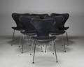 Arne Jacobsen. Sæt på seks stole syveren model 3107 6