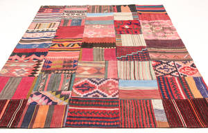 Handknuten persisk matta, patchwork 250 x 205 cm