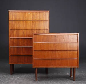 To kommoder, teaktræ. Danske møbelproducenter 2