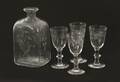Brännvinsflaska med glas 4st, 1800-tal
