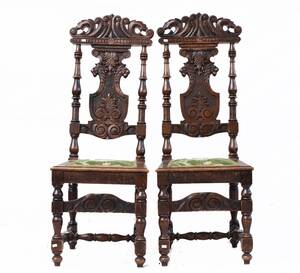 Stolar ett par, barockstil, daterade 1886