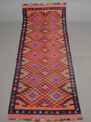 Kelim tæppe, persisk 394 x 150 cm. 