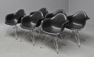 Charles Eames. Sæt på seks armstole model DAR 6