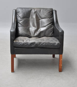 Børge Mogensen 1914-72 Lænestol m sort skind - model 2207