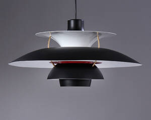 Poul Henningsen. PH5 pendel af senere mat sortlakeret metal