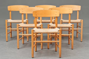 Børge Mogensen  Sæt på seks shakerstole af bøgetræ,