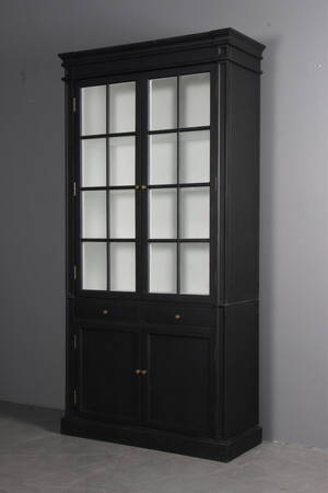 Vitrineskab, to-delt. Sort. 2
