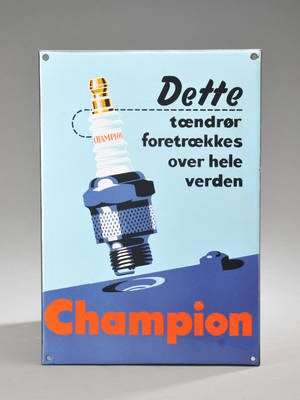 Champion tændrør, emaljeskilt