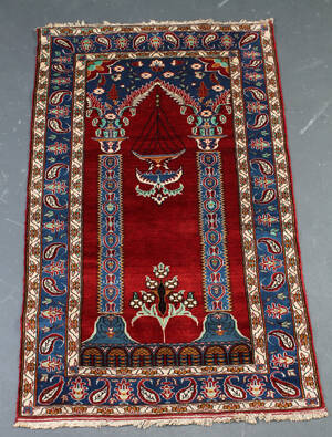 Orientalsk bedetæppe, uld på bomuld, 148 x 93 cm., 1900-tallets anden halvdel