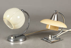 Natbordslamper, forchromet stel, skærme af glas 2