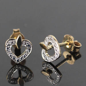 Diamant Hjerte ørestikker i 8 kt. guld