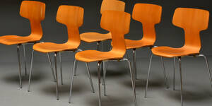 Arne Jacobsen Sæt på seks stole, model 3103 6