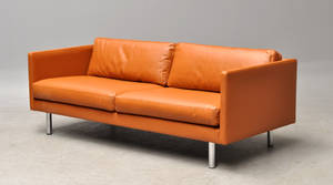 Erik Jørgensen. 2½ personers sofa, model EJ 220. Nybetrukket med cognacfarvet læder