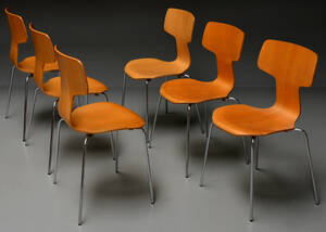 Arne Jacobsen Sæt på seks stole, model 3103 6