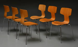 Arne Jacobsen Sæt på seks stole, model 3103 6