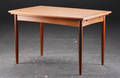 Spisebord med hollandsk udtræk, teaktræ. Dansk møbelproducent. 