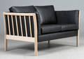 Dansk Design Skagen Tremmesofa 2 pers., i sæbebehandlet ask m. hynder i sort læder