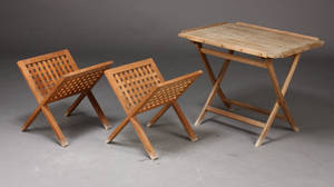 Trip Trap m.fl. tidsskriftholdere samt klapbord, massivt teak 3