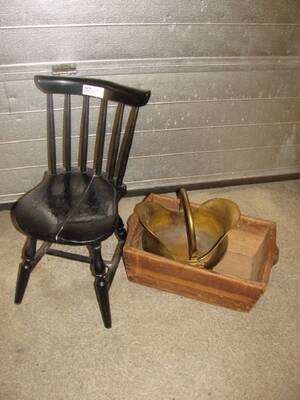 BARNSTOL, BAKTRÅG, MÄSSINGSKOLBOX