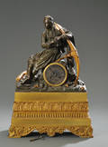 Louis Philippe kaminur af patineret og forgyldt bronze, ca. 1840  