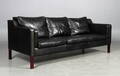 Stouby Møbler. Tre-personers sofa, model Eva, sort læder