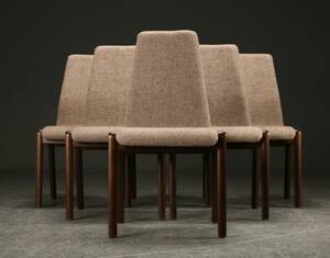 Sæt på 6 stole betrukket med uld 6