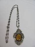 SILVERHALSBAND M BRUN STEN O MARKASITER