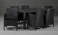 Havemøbler. Havebord samt seks armstole, granit og polyrattan, sort 7