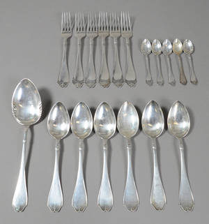 Carl M. Cohr. Jægerspris. Bestik af sølv. 18