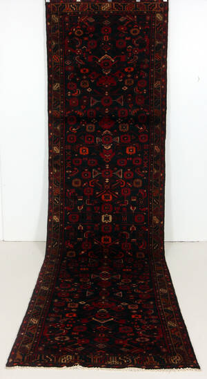 Handknuten äkta matta, Hamadan, 387x103 cm