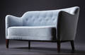 To-pers. sofa, poleret træ og uld, 1940-1950, dansk møbeldesign 