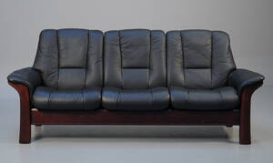 Stressless 3-pers. sofa, betrukket med sort skind