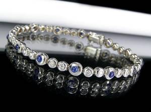 Armband in Weißgold mit Brillanten und Saphiren