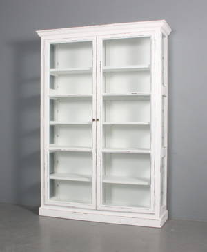 Vitrine skab i fransk stil, hvidmalet træ