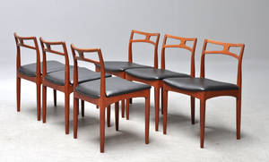 Johannes Andersen. Seks stole i teak, model 94 6 