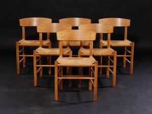 Børge Mogensen. Sæt på seks Folkestolen stole  shakerstole, egetræ 6